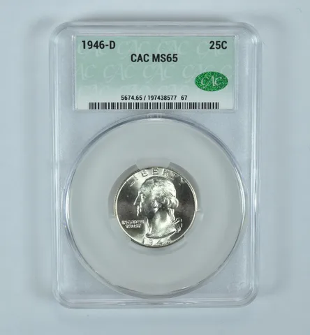1946-D Washington Quarter MS65 CAC CACg