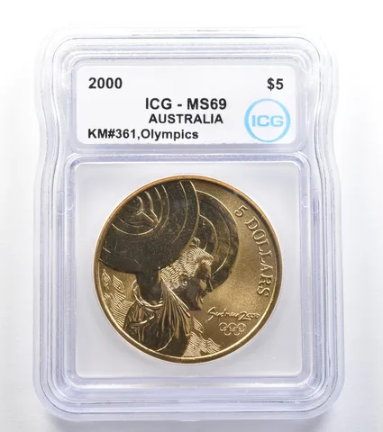 2000 Australia 5 Dollar Sydney Olympics Weight Lifting KM#361 MS69 ICG a7896
