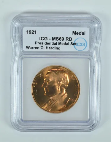 (1921) Presidential Medal Set Warren G Harding MS69 RD ICG
