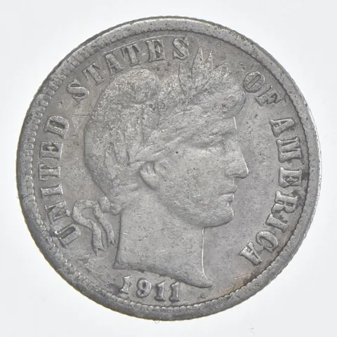 1911-S Barber Dime 90% Silver FINE Condition