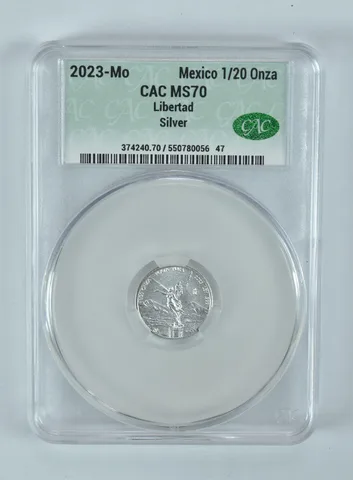 2023 Mo Mexico 1/20 Onza Silver Libertad MS70 CAC CACg