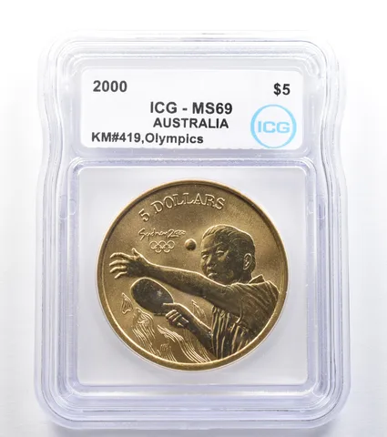 2000 Australia 5 Dollar Sydney Olympics Table Tennis KM#419 MS69 ICG *7903