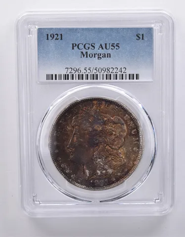 1921 Morgan Silver Dollar AU55 PCGS Beautiful Tone *7196