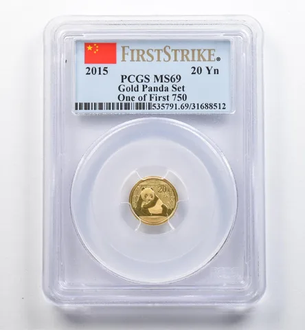 2015 China 20 Yuan Gold Panda 1/20 Oz Set First Strike MS69 PCGS *9089