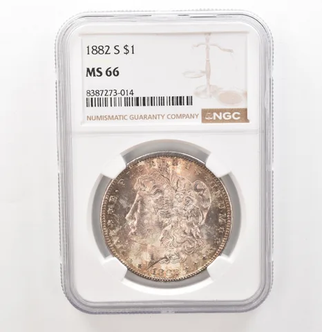 1882-S Morgan Silver Dollar MS66 NGC Beautiful Tone a3936