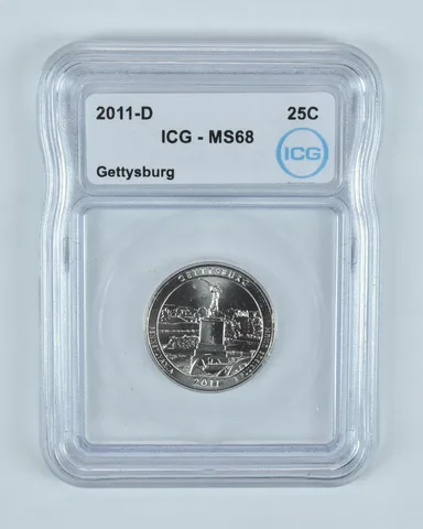 2011-D Washington Quarter ATB Gettysburg MS68 ICG