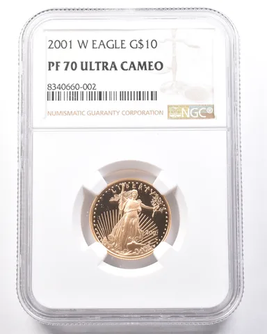 2001-W $10 American Gold Eagle 1/4 Oz Gold PF70 UCAM NGC