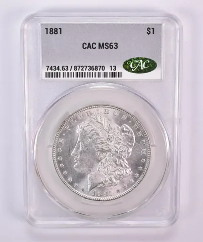 1881 Morgan Silver Dollar MS63 CAC CACg