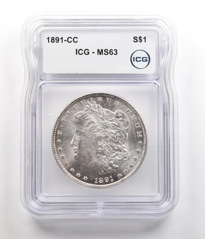 1891-CC Morgan Silver Dollar MS63 ICG a5519