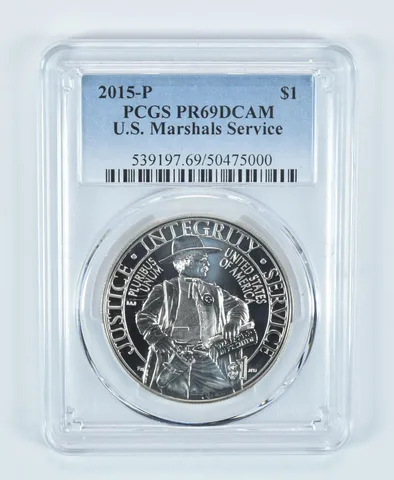2015-P US Marshals Commemorative Dollar PR69 DCAM PCGS Blue Label