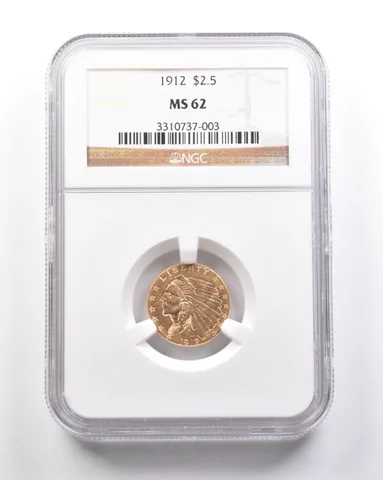 1912 $2.50 Indian Head Gold Quarter Eagle MS62 NGC *5282