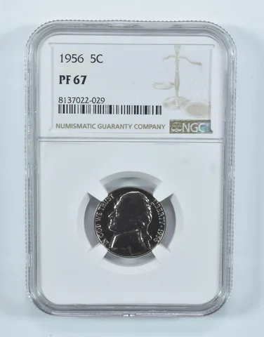 1956 Jefferson Nickel PF67 NGC Brown Label