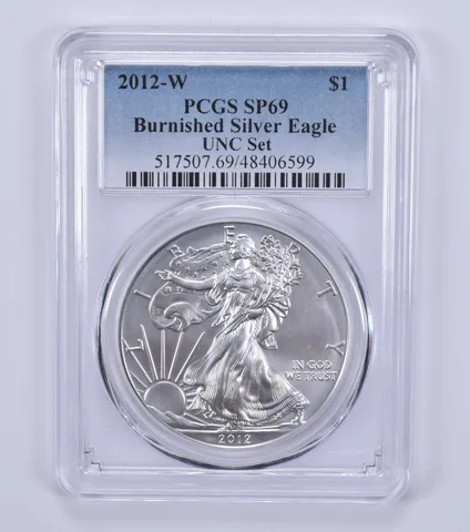 2012-W Burnished Silver Eagle Annual Set SP69 PCGS Blue Label