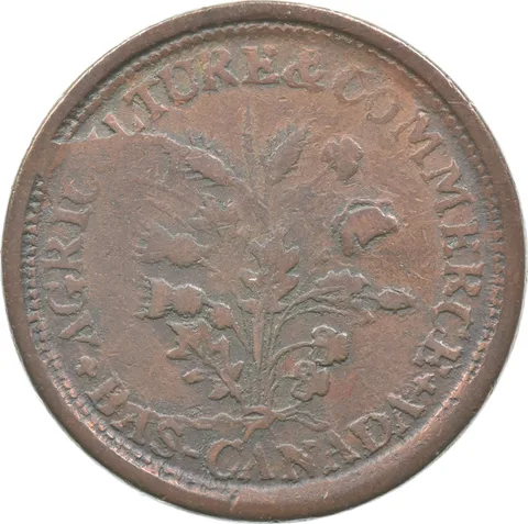 Lower Canada Hard Times Token T Duseaman Butcher Belleville Half Penny *4692