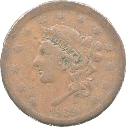 1839 Braided Hair Large Cent a7611