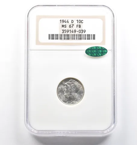 1944-D Mercury Dime MS67 FB NGC CAC *6931