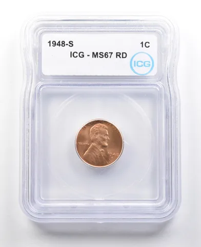 1948-S Lincoln Wheat Cent MS67 RD ICG a4444