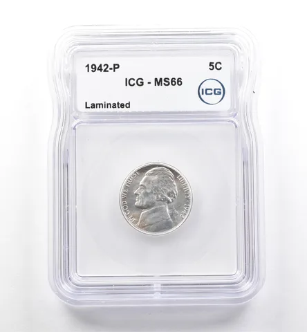1942-P Jefferson Nickel Laminated MS66 ICG *7490