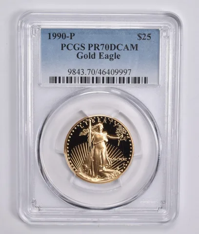 1990-P $25 American Gold Eagle 1/2 Oz Gold PR70 DCAM PCGS