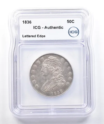 1836 Capped Bust Half Dollar Lettered Edge Authentic ICG *1743