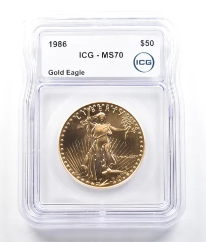1986 $50 American Gold Eagle 1 Oz Gold MS70 ICG