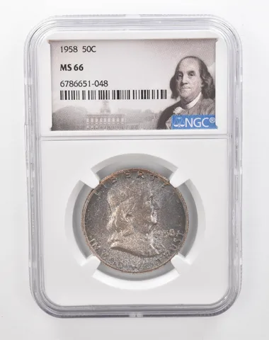 1958 Franklin Half Dollar MS66 NGC Beautiful Tone *2836