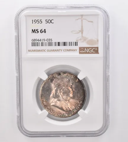1955 Franklin Half Dollar MS64 NGC Beautiful Tone *9889