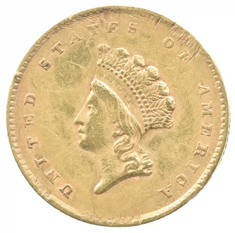 1855 $1 Indian Princess Head Gold Dollar Type 2 a1736
