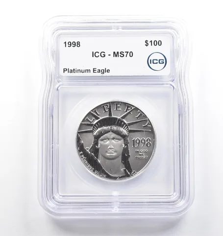 1998 $100 American Platinum Eagle 1 Oz Platinum MS70 ICG