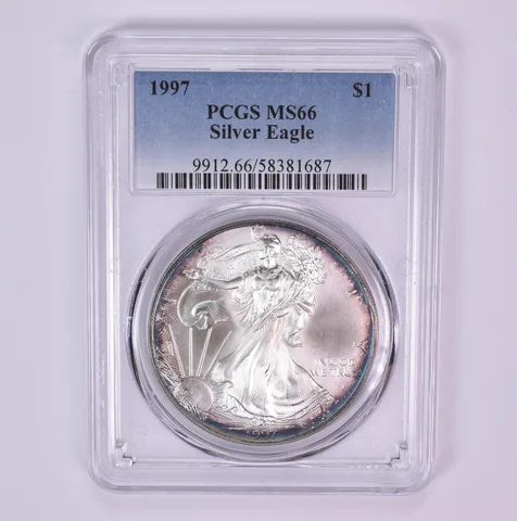 1997 American Silver Eagle MS66 PCGS Beautiful Tone *1537