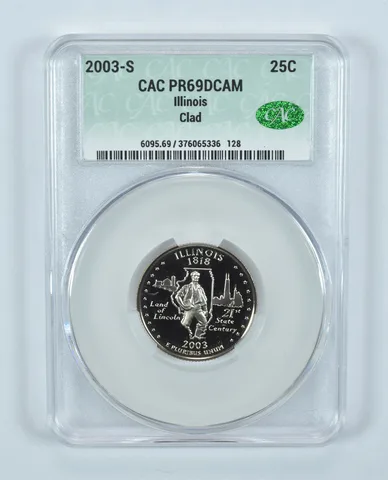 2003-S Washington State Quarter Illinois CLAD PR69 DCAM CAC CACg