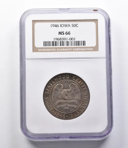 MS66 1946 Iowa Commemorative Half Dollar NGC.- Fantastic Color *2783