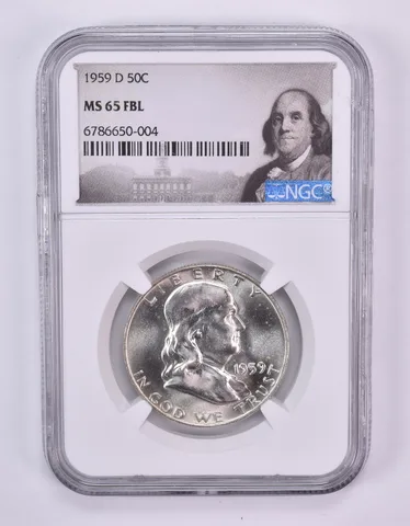 1959-D Franklin Half Dollar MS65 FBL NGC Special Label