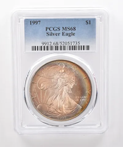 1997 American Silver Eagle MS68 PCGS Beautiful Tone *2013