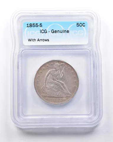 Genuine 1855-S Seated Liberty Half Dollar Arrows ICG a6231