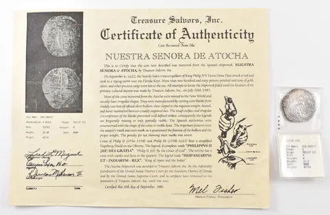 (1598-1621) Mexico Potosi 8 Reales Silver Atocha Shipwreck W/ CoA *5683