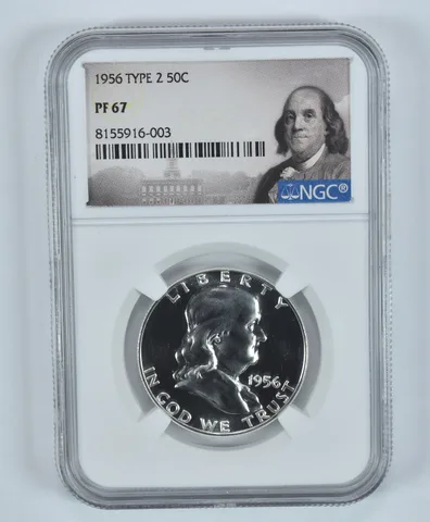 1956 Franklin Half Dollar Type 2 PF67 NGC Great Almost Cameo Contrast a9169