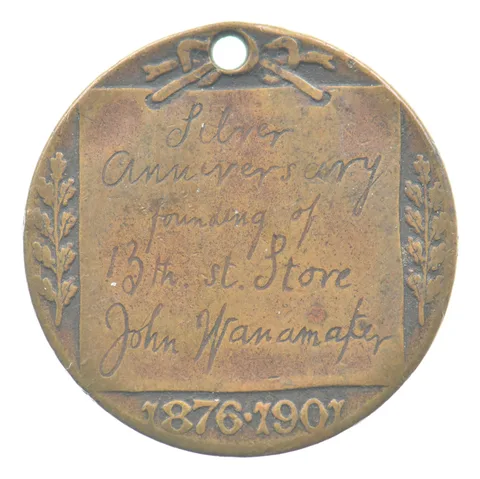 1876-1901 Silver Ann.13th St. Store John Wanamaker Philadelphia Token *5517