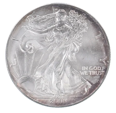 Beautiful Toned - 2000 American Silver Eagle 1 Troy Oz .999 Fine Silver *140