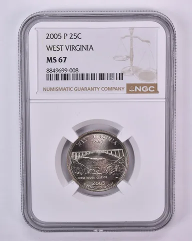 2005-P Washington State Quarter West Virginia MS67 NGC Brown Label