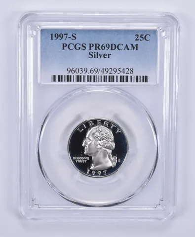 1997-S Washington Quarter Silver PR69 DCAM PCGS Blue Label