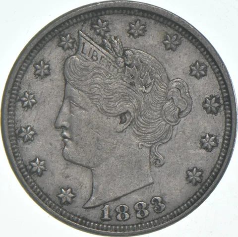 1883 AU Liberty V Nickel - NO CENTS - 1st Year Issue About Unc