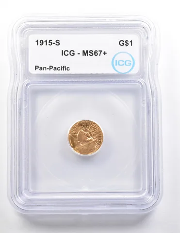 1915-S $1 Panama Pacific Gold Dollar MS67+ ICG *3720