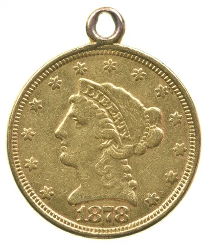 1878 $2.50 Liberty Head Gold Quarter Eagle Love Token Pendant *6623