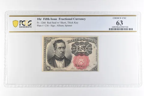 10 Cent Fifth Issue Fractional Currency Fr#1266 Choice Unc 63 PCGS *6893