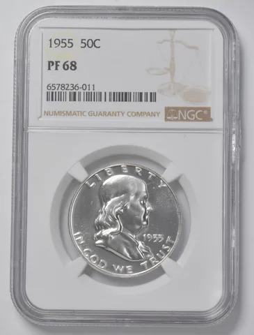 1955 Franklin Half Dollar PF68 NGC Brown Lbl