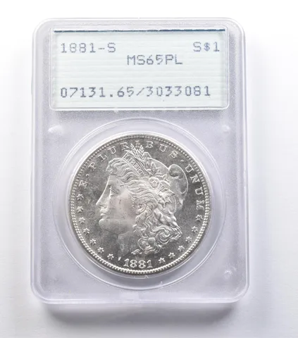 1881-S Morgan Silver Dollar MS65 PL PCGS Rattler *9554