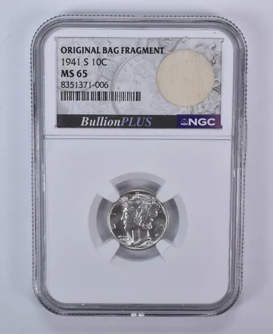 1941-S Mercury Dime Original Bag Fragment MS65 NGC