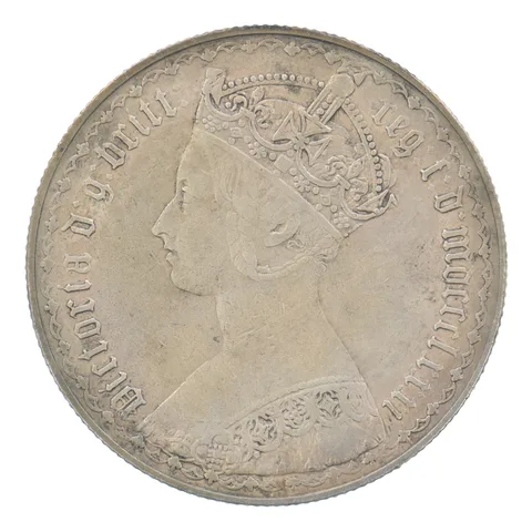 1871 Great Britain 1 Florin Queen Victoria Gothic Portrait Beautiful Tone *6241