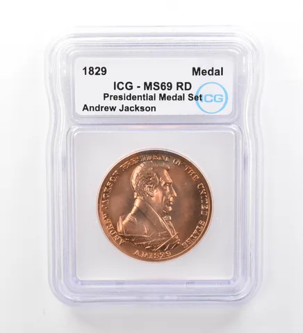 (1829) Presidential Medal Set Andrew Jackson MS69 RD ICG Peripheral Tone a1992
